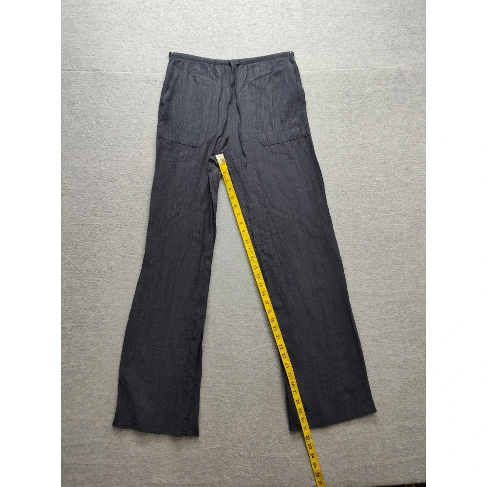 Zara Women Pants XS Dark Blue Drawstring Waist Pockets High Rise Comfort Casual